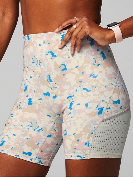 Fabletics Pants - Fabletics High-Rise Pastel Camouflage Bike Shorts in Blue and Pink